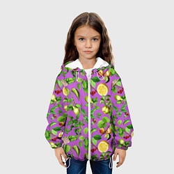 Куртка с капюшоном детская Фруктовый микс паттерн, цвет: 3D-белый — фото 2