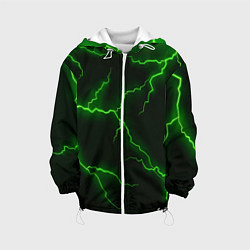 Куртка с капюшоном детская Разряд молнии: Green, цвет: 3D-белый