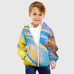Куртка с капюшоном детская Градиент Жёлто-Голубая Абстракция, цвет: 3D-белый — фото 2