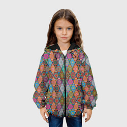 Куртка с капюшоном детская Мандалы Текстура, цвет: 3D-черный — фото 2