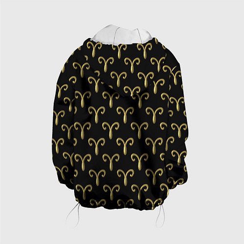 Детская куртка Золотой овен на черном фоне Паттерн / 3D-Белый – фото 2