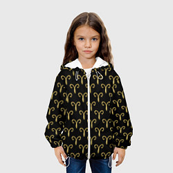 Куртка с капюшоном детская Золотой овен на черном фоне Паттерн, цвет: 3D-белый — фото 2