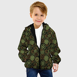 Куртка с капюшоном детская Стимпанк механизмы шестеренки камуфляж, цвет: 3D-черный — фото 2