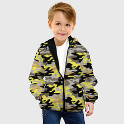 Куртка с капюшоном детская Желтый, Черный, Серый, Модный камуфляж, цвет: 3D-черный — фото 2