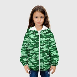 Куртка с капюшоном детская Зеленый монохромный камуфляж, цвет: 3D-белый — фото 2
