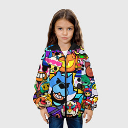 Куртка с капюшоном детская BRAWL Значки на скины бойцов Пины Бравл Старс, цвет: 3D-черный — фото 2