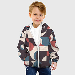 Куртка с капюшоном детская Геометрический орнамент беж, цвет: 3D-белый — фото 2