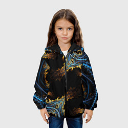 Куртка с капюшоном детская Огненные фракталы 3d, цвет: 3D-черный — фото 2