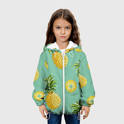Куртка с капюшоном детская Большие ананасы, цвет: 3D-белый — фото 2