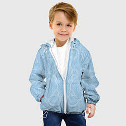 Куртка с капюшоном детская Вязаный светлый узор, абстракция Нежный голубой цв, цвет: 3D-белый — фото 2