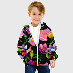 Куртка с капюшоном детская Цветочный узор Floral pattern, цвет: 3D-белый — фото 2