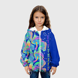 Куртка с капюшоном детская Неоновые мухоморы, цвет: 3D-белый — фото 2