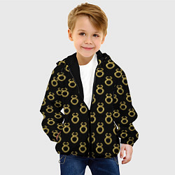 Куртка с капюшоном детская Символ тельца, металл с эффектом 3d Паттерн, цвет: 3D-черный — фото 2
