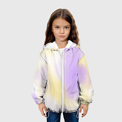 Куртка с капюшоном детская Акварельный принт с желтым и фиолетовым цветами, цвет: 3D-белый — фото 2
