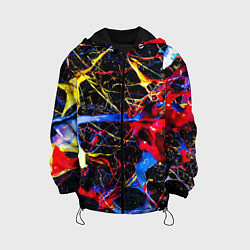 Куртка с капюшоном детская Импрессионизм Vanguard neon pattern, цвет: 3D-черный