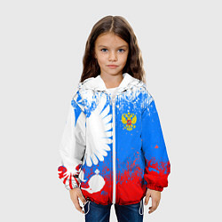 Куртка с капюшоном детская Я русский герб, цвет: 3D-белый — фото 2
