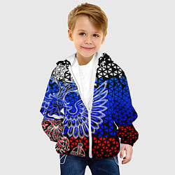 Куртка с капюшоном детская Флаг russia, цвет: 3D-белый — фото 2