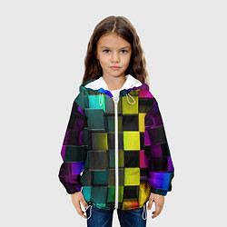 Куртка с капюшоном детская Colored Geometric 3D pattern, цвет: 3D-белый — фото 2