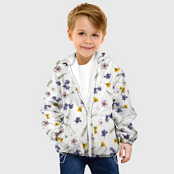 Куртка с капюшоном детская Простые цветы на белом фоне, цвет: 3D-белый — фото 2