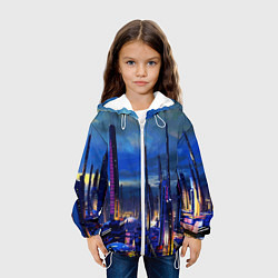 Куртка с капюшоном детская Город будущего Неон, цвет: 3D-белый — фото 2