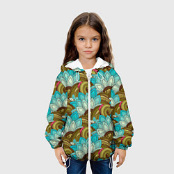 Куртка с капюшоном детская Абстрактные лепестки цветов, цвет: 3D-белый — фото 2