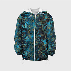 Куртка с капюшоном детская Blue Abstract Узоры, цвет: 3D-белый