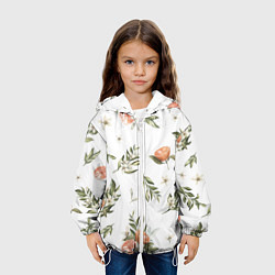 Куртка с капюшоном детская Цветы Цитрусовых Мандарин, цвет: 3D-белый — фото 2