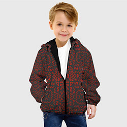 Куртка с капюшоном детская КРАСНЫЕ ЛИНИИ ПАТТЕРН, цвет: 3D-черный — фото 2