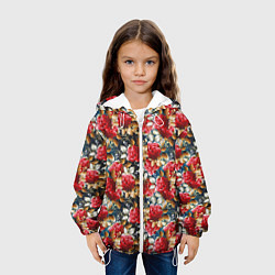 Куртка с капюшоном детская Яркие розы на темном фоне, цвет: 3D-белый — фото 2