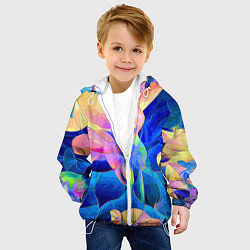 Куртка с капюшоном детская Цветочный красочный паттерн, цвет: 3D-белый — фото 2