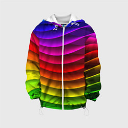 Куртка с капюшоном детская Color line neon pattern Abstraction Summer 2023, цвет: 3D-белый