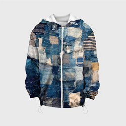 Куртка с капюшоном детская Patchwork Jeans Осень Зима 2023, цвет: 3D-белый