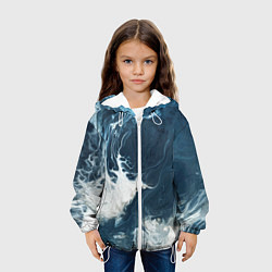 Куртка с капюшоном детская Texture of dark waves, цвет: 3D-белый — фото 2