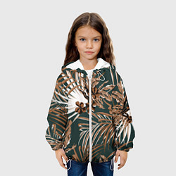 Куртка с капюшоном детская Цветы Приглушённые Тропики, цвет: 3D-белый — фото 2