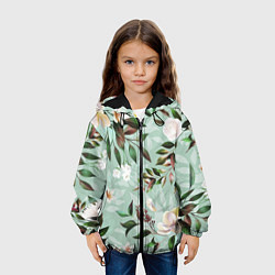 Куртка с капюшоном детская Цветы Мятный Сад, цвет: 3D-черный — фото 2