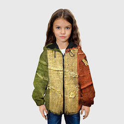 Куртка с капюшоном детская Флаг Италии Мешковина Flag of Italy Burlap, цвет: 3D-черный — фото 2