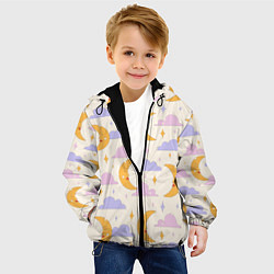 Куртка с капюшоном детская ЗВЕЗДЫ И ЛУНА В СТИЛЕ 70х, цвет: 3D-черный — фото 2