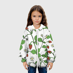 Куртка с капюшоном детская Цветы Земляники Лесной, цвет: 3D-белый — фото 2