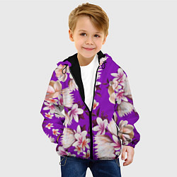 Куртка с капюшоном детская Цветы Фиолетовый Цветок, цвет: 3D-черный — фото 2
