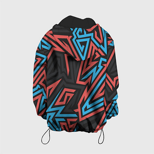 Детская куртка Геометрический красный-синий паттерн / 3D-Черный – фото 2
