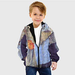 Куртка с капюшоном детская Разноцветные лоскуты ткани тряпка Rags hanging on, цвет: 3D-черный — фото 2