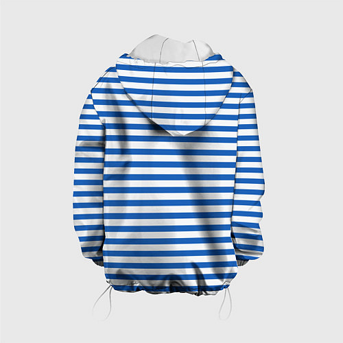 Детская куртка Морская тельняшка - бело-синие полосы и якорь / 3D-Белый – фото 2