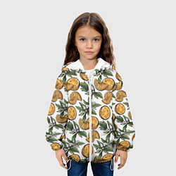 Куртка с капюшоном детская Узор из тропических апельсинов, цвет: 3D-белый — фото 2