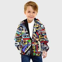 Куртка с капюшоном детская ТЕКСТУРА АУДИОКАССЕТ, цвет: 3D-черный — фото 2