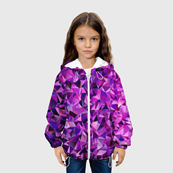 Куртка с капюшоном детская ФИОЛЕТОВЫЕ КРИСТАЛЛЫ, цвет: 3D-белый — фото 2