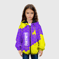 Куртка с капюшоном детская ФОРТНАЙТ - ЛАМА Соты, цвет: 3D-черный — фото 2