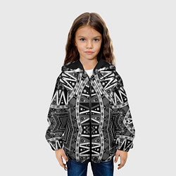 Куртка с капюшоном детская Черно-белый этнический орнамент, цвет: 3D-черный — фото 2