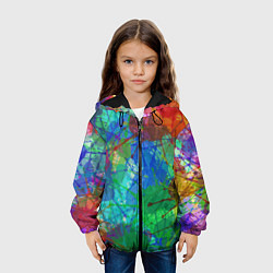 Куртка с капюшоном детская Разноцветные кляксы, цвет: 3D-черный — фото 2
