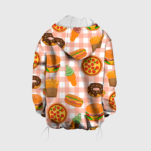 Детская куртка PIZZA DONUT BURGER FRIES ICE CREAM pattern / 3D-Белый – фото 2