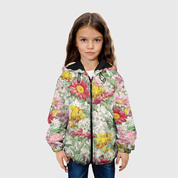 Куртка с капюшоном детская Цветы Майские Герберы, цвет: 3D-черный — фото 2